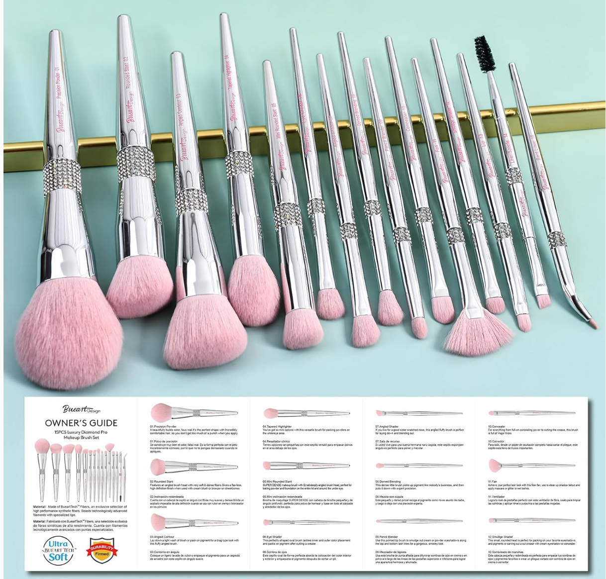 Professional Makeup Brush 10-Piece Set - Soft Bristles for Foundation, Eyes & Lips