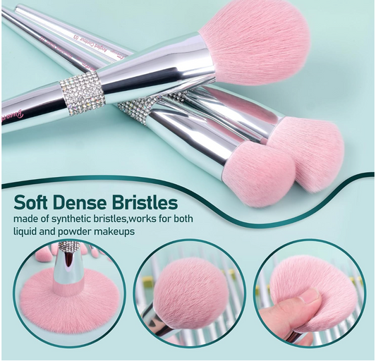 Professional Makeup Brush 10-Piece Set - Soft Bristles for Foundation, Eyes & Lips