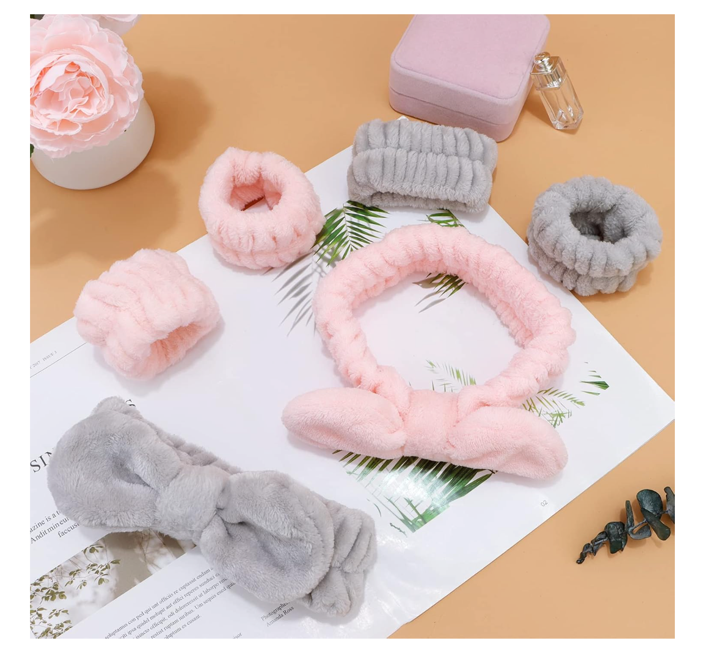 Fluffy Spa Headband & Wristband Set - Skincare Essential