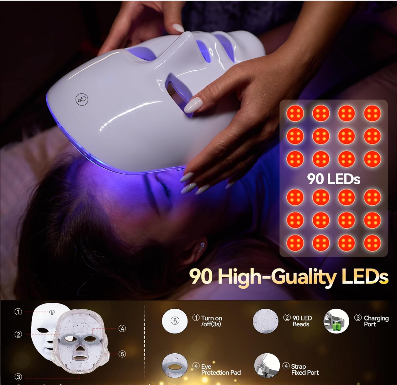 LED Light Therapy Mask - 7 Color Facial Skin Rejuvenation