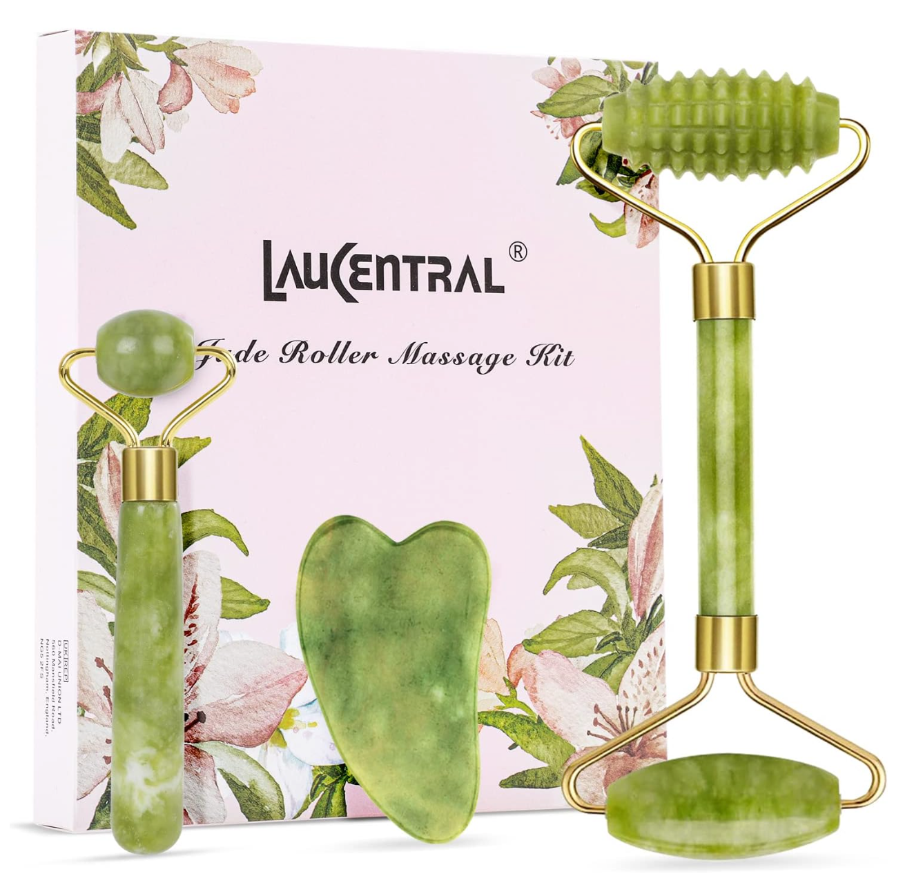 Gua Sha & Jade Roller Set - Natural Stone Facial Massage Kit