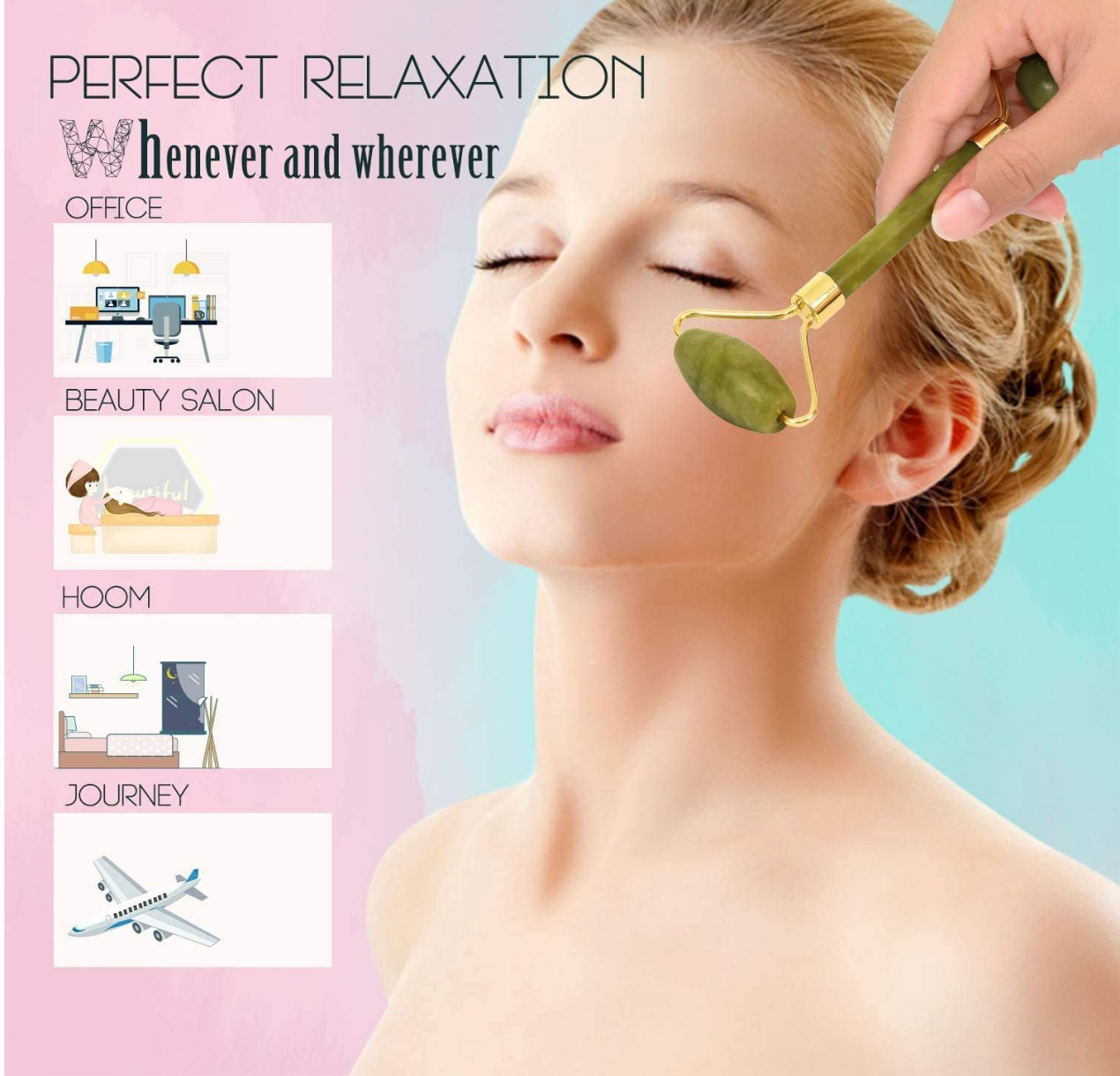 Gua Sha & Jade Roller Set - Natural Stone Facial Massage Kit