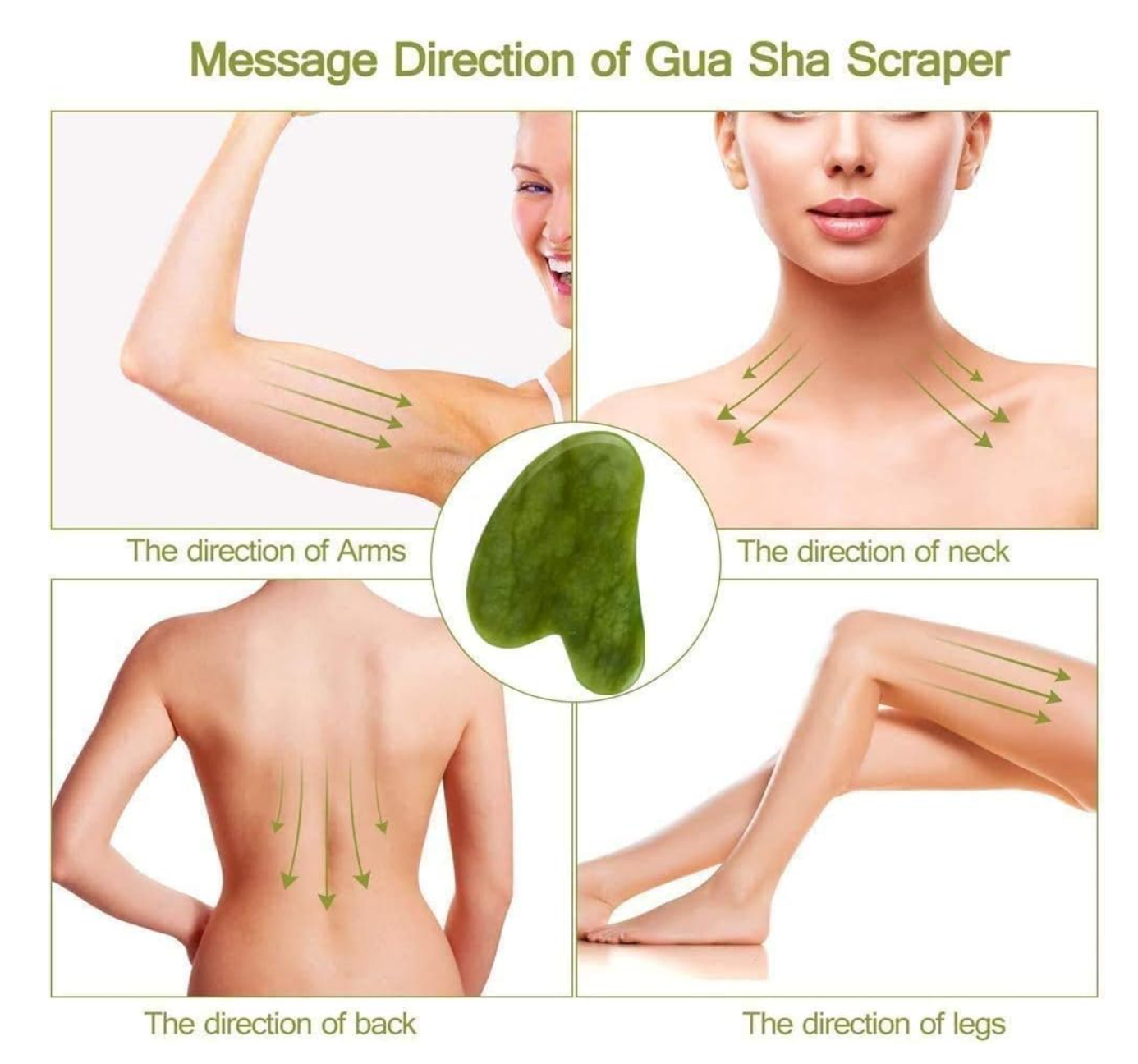 Gua Sha & Jade Roller Set - Natural Stone Facial Massage Kit