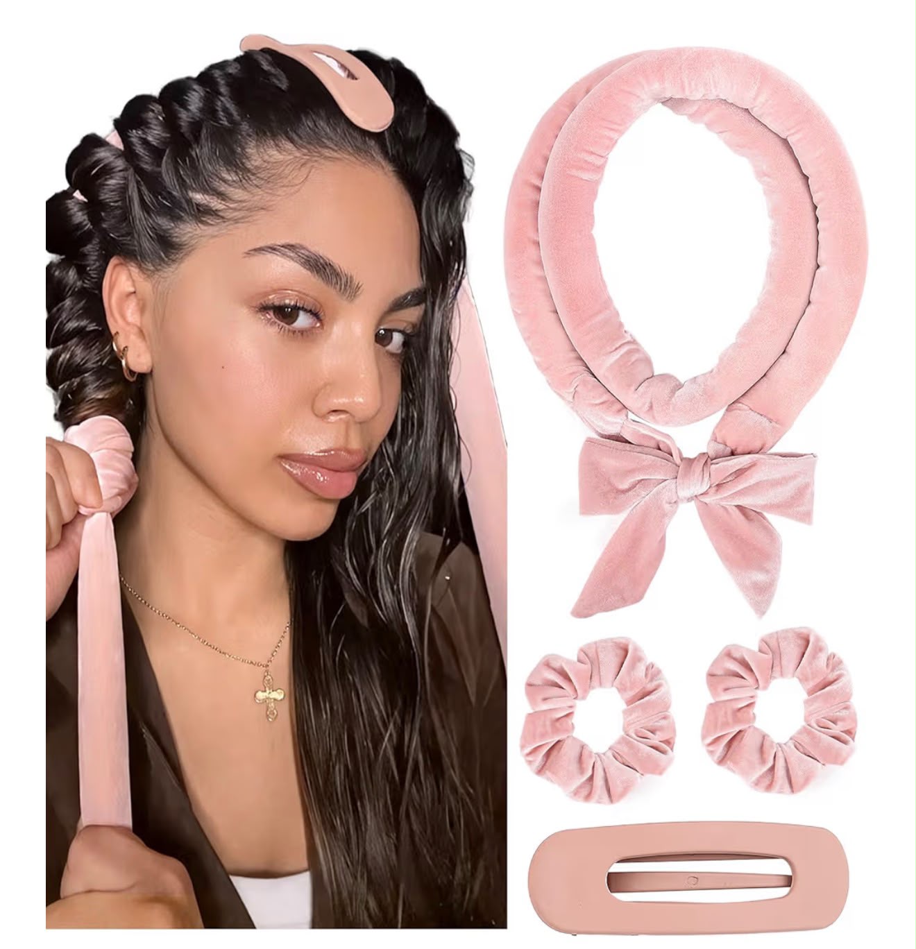 Heatless Curling Rod Headband - Soft Silk Curls While You Sleep